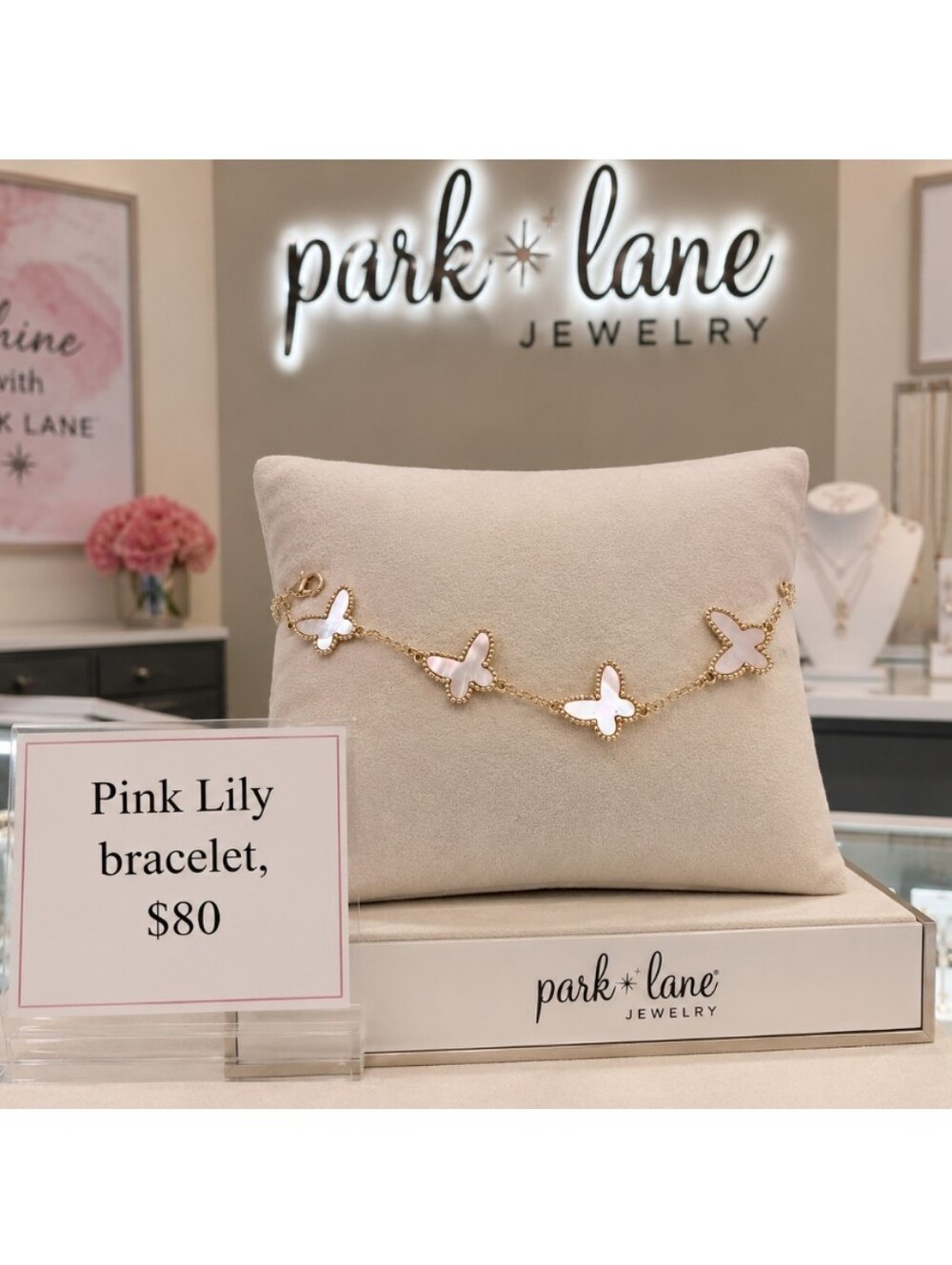 Park Lane Pinklily Butterfly Mother of Pearl Bracelet REVERSIBLE Exclusive
